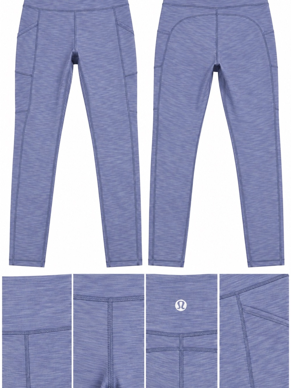 Lululemon Heathered Water Drop High Rise Leggings Pockets Size 6